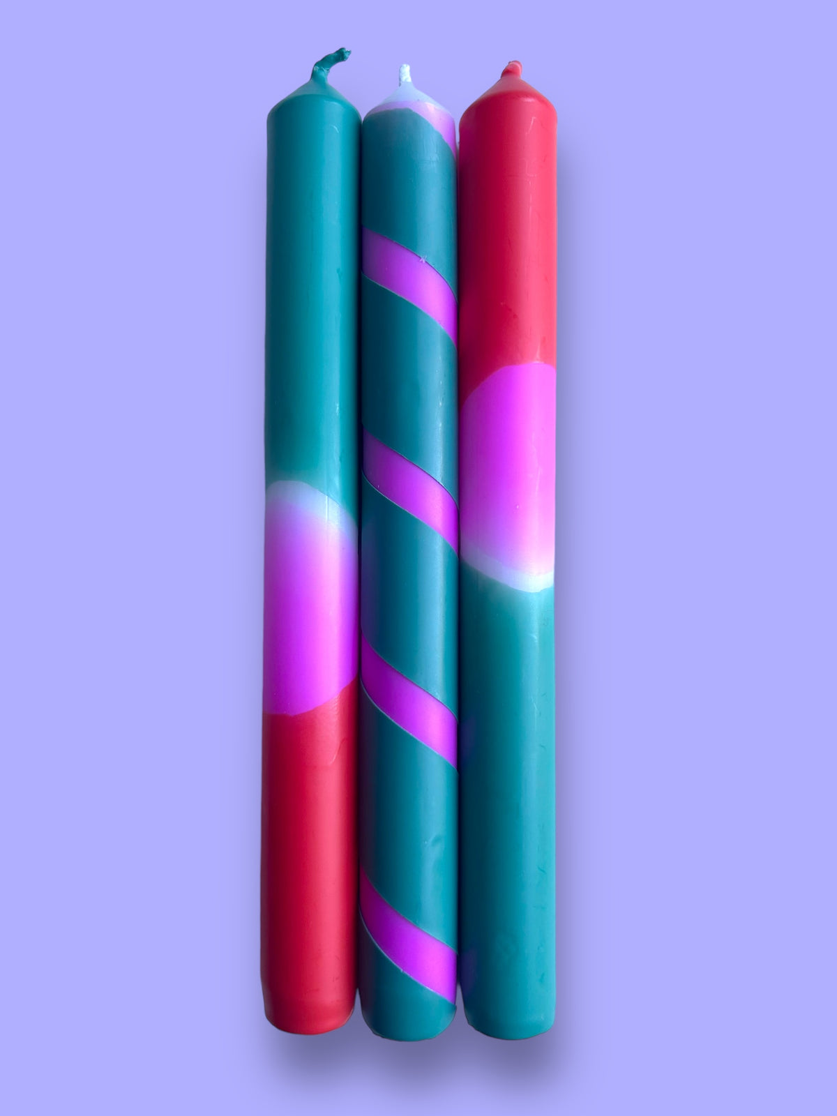 TROPICAL FIESTA Dip Dye Dinner Candle Trio