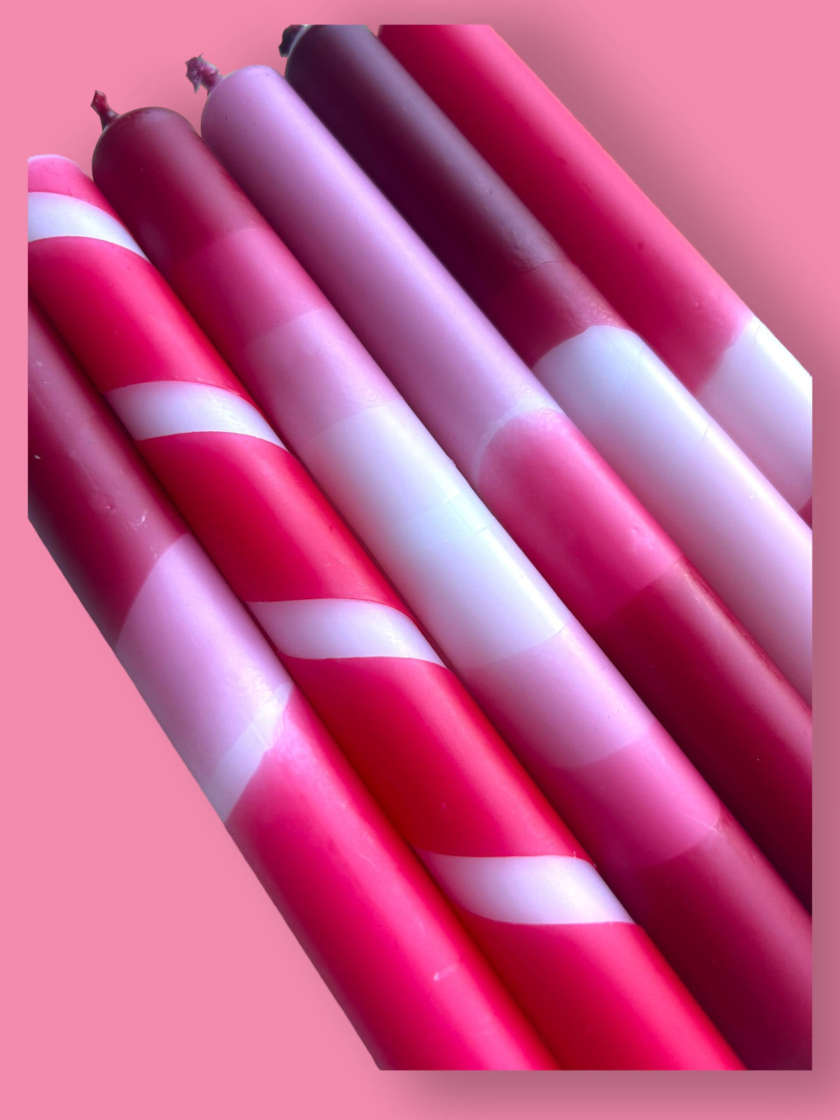ROSE RED Dip Dye Dinner Candle set of 6