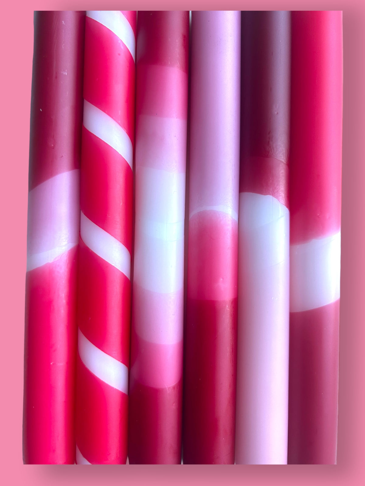 ROSE RED Dip Dye Dinner Candle set of 6