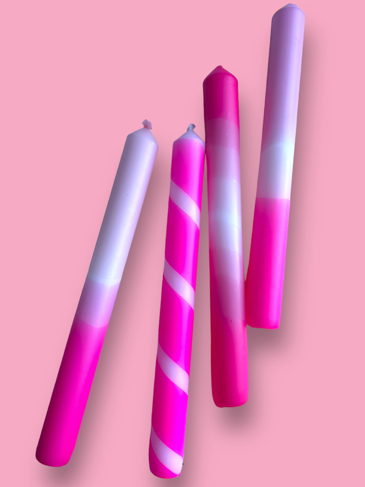 PUCKER UP PINK Dip Dye Dinner Candle set of 4