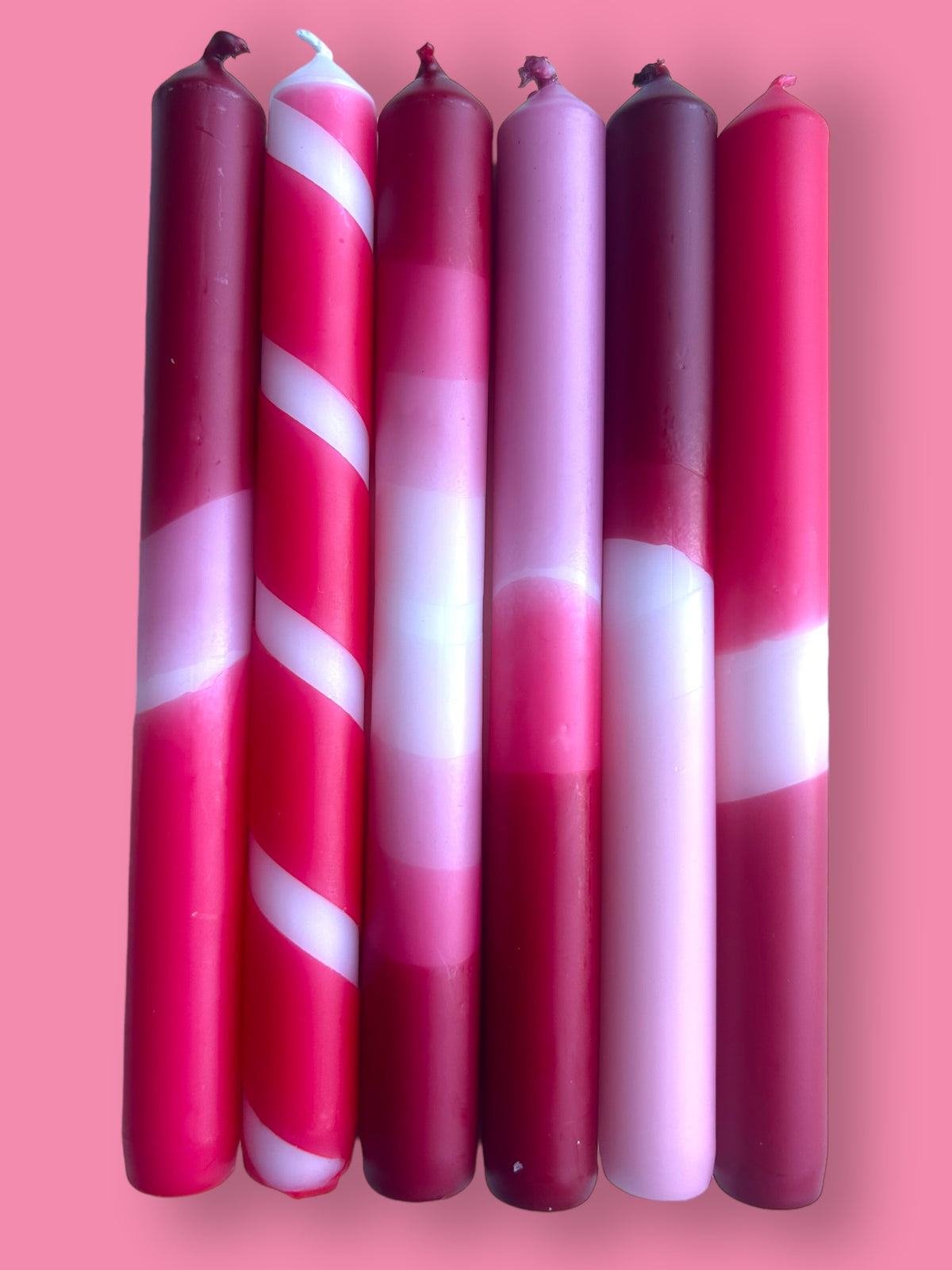 ROSE RED Dip Dye Dinner Candle set of 6