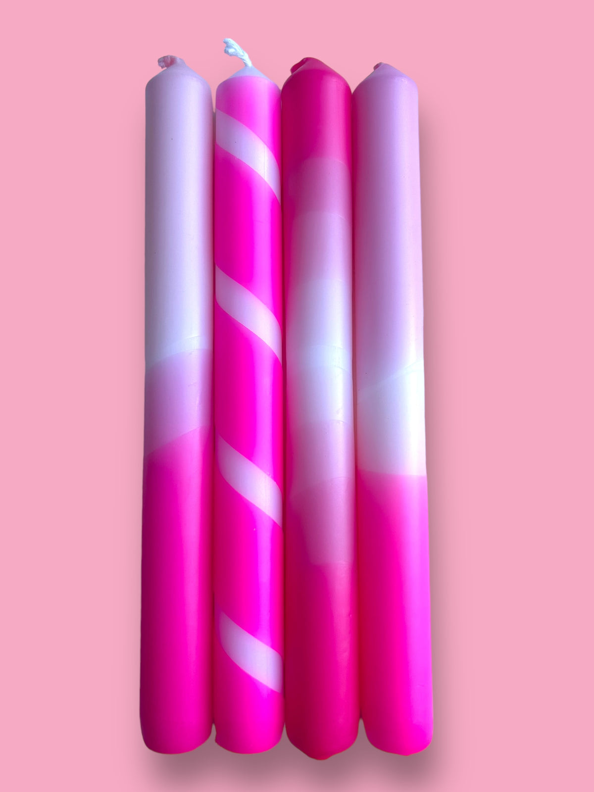PUCKER UP PINK Dip Dye Dinner Candle set of 4