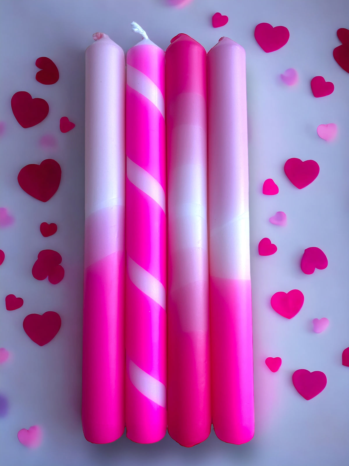 PUCKER UP PINK Dip Dye Dinner Candle set of 4