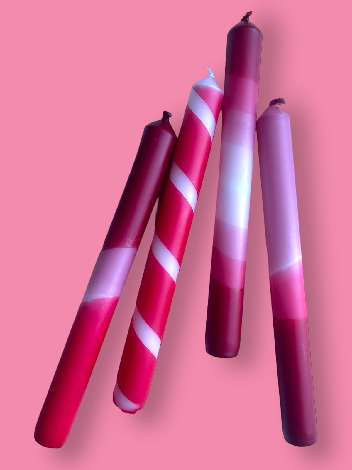 ROSE RED Dip Dye Dinner Candle set of 4