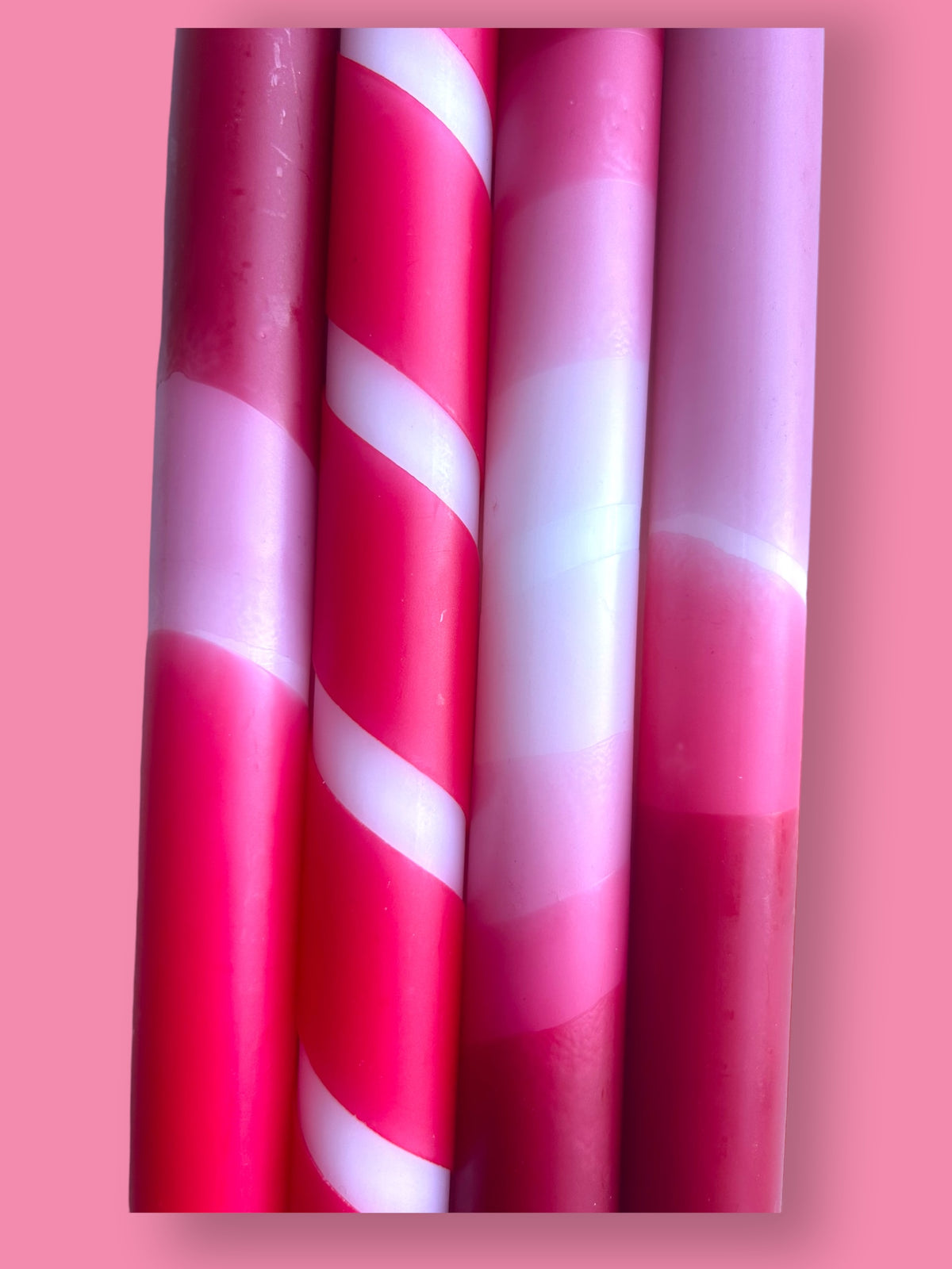 ROSE RED Dip Dye Dinner Candle set of 4