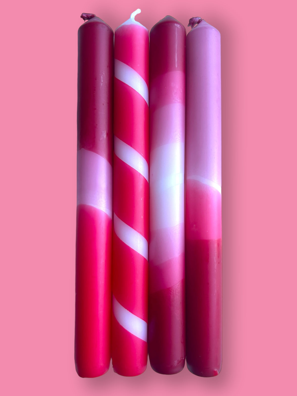 ROSE RED Dip Dye Dinner Candle set of 4