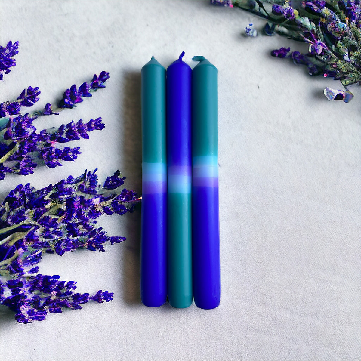 MYSTIC VIOLET Dip Dye Dinner Candle Trio