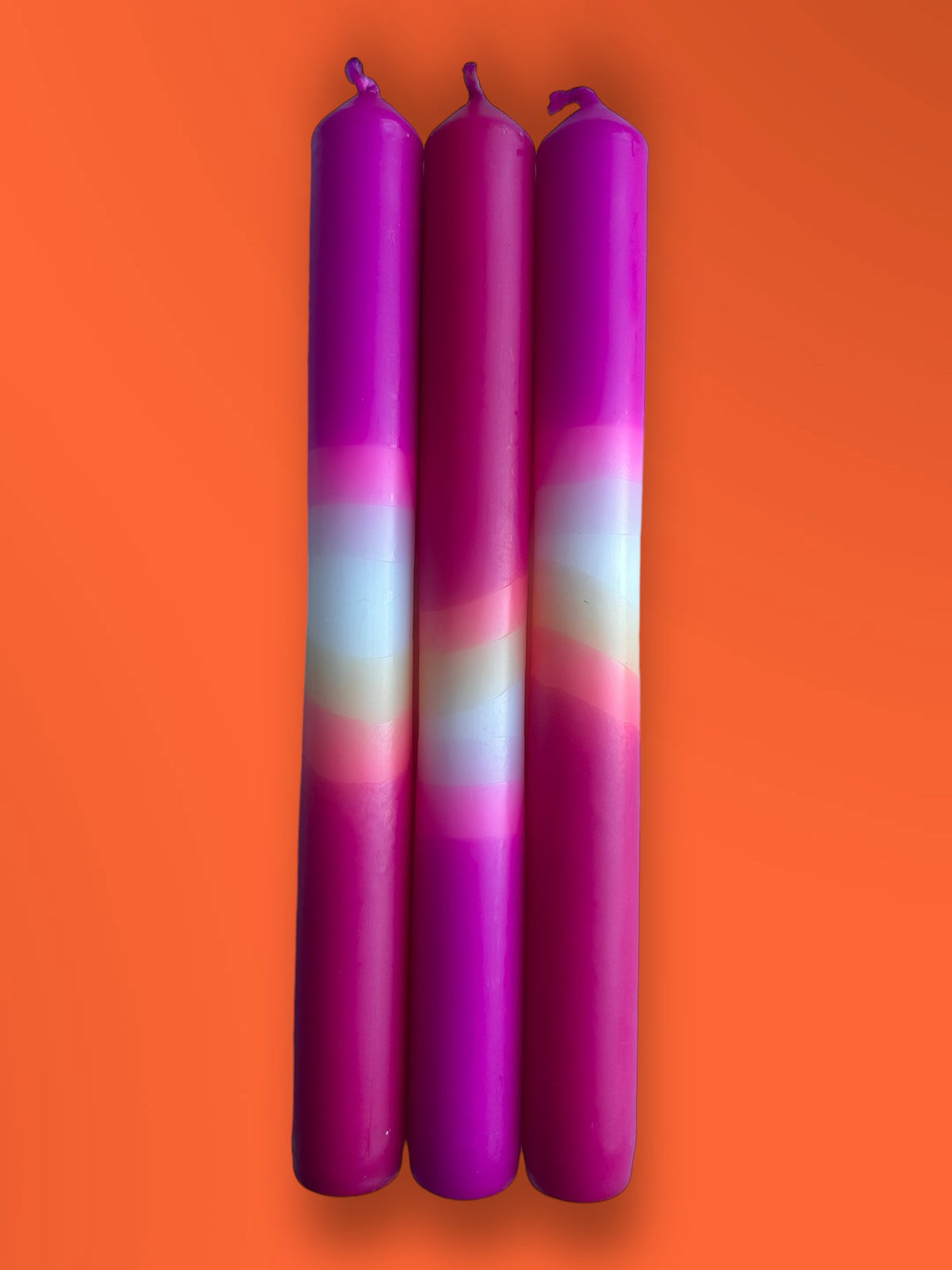 PINK INFERNO Dip Dye Dinner Candle Trio