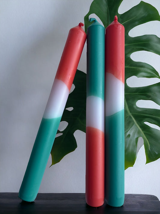 CORAL CALM Dip Dye Dinner Candle Trio