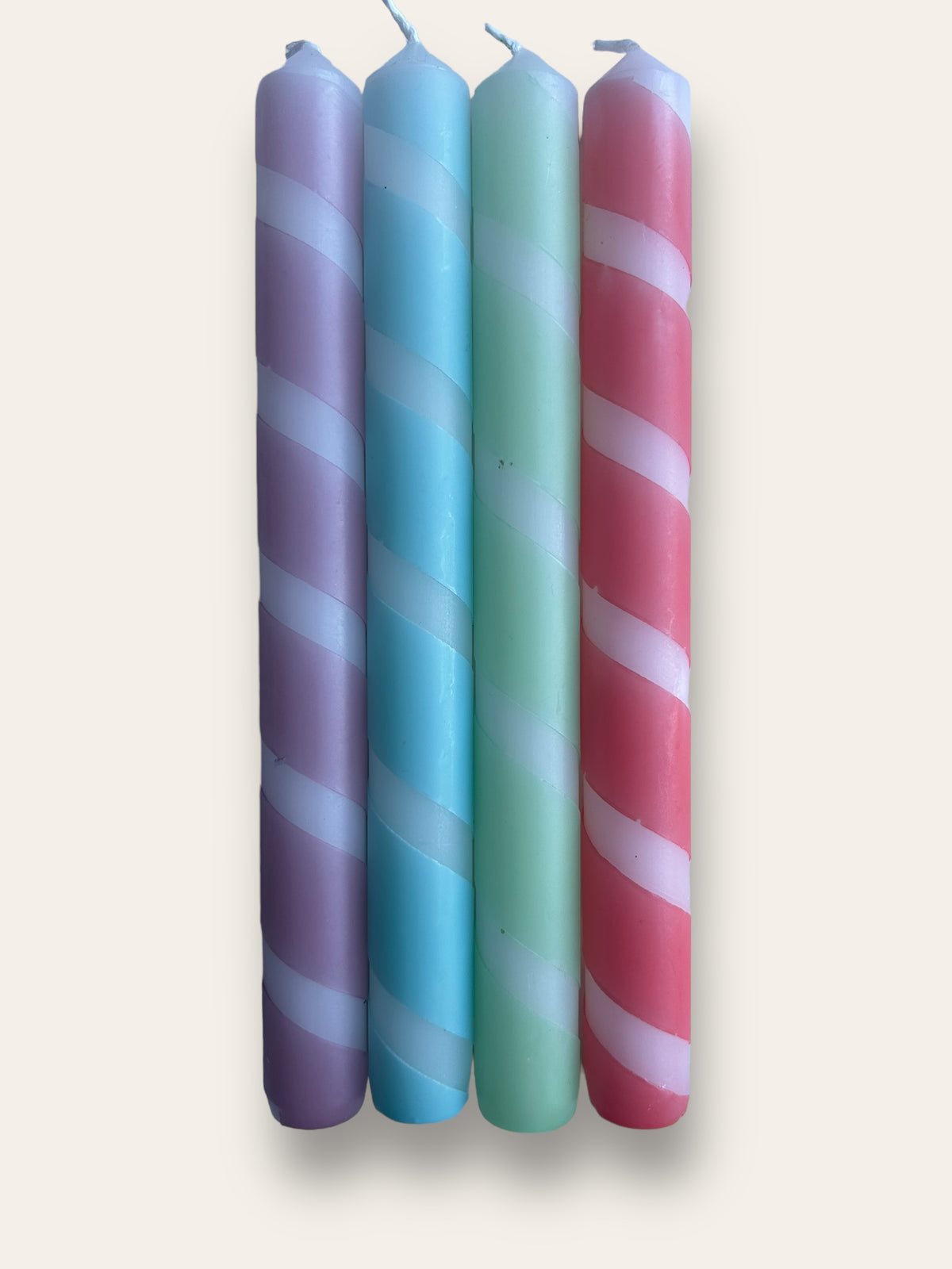 SPRING STRIPES Dip Dye Dinner Candles set of 4