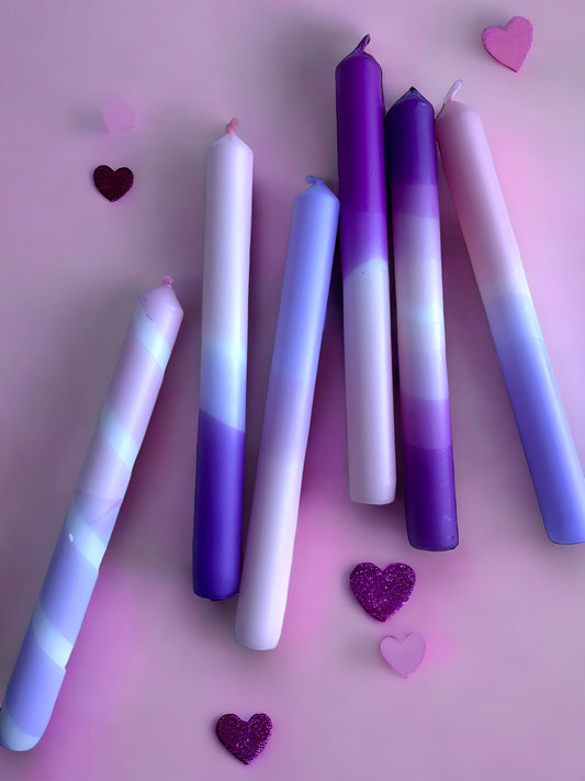 LILAC LOVE Dip Dye Dinner Candles set of 6