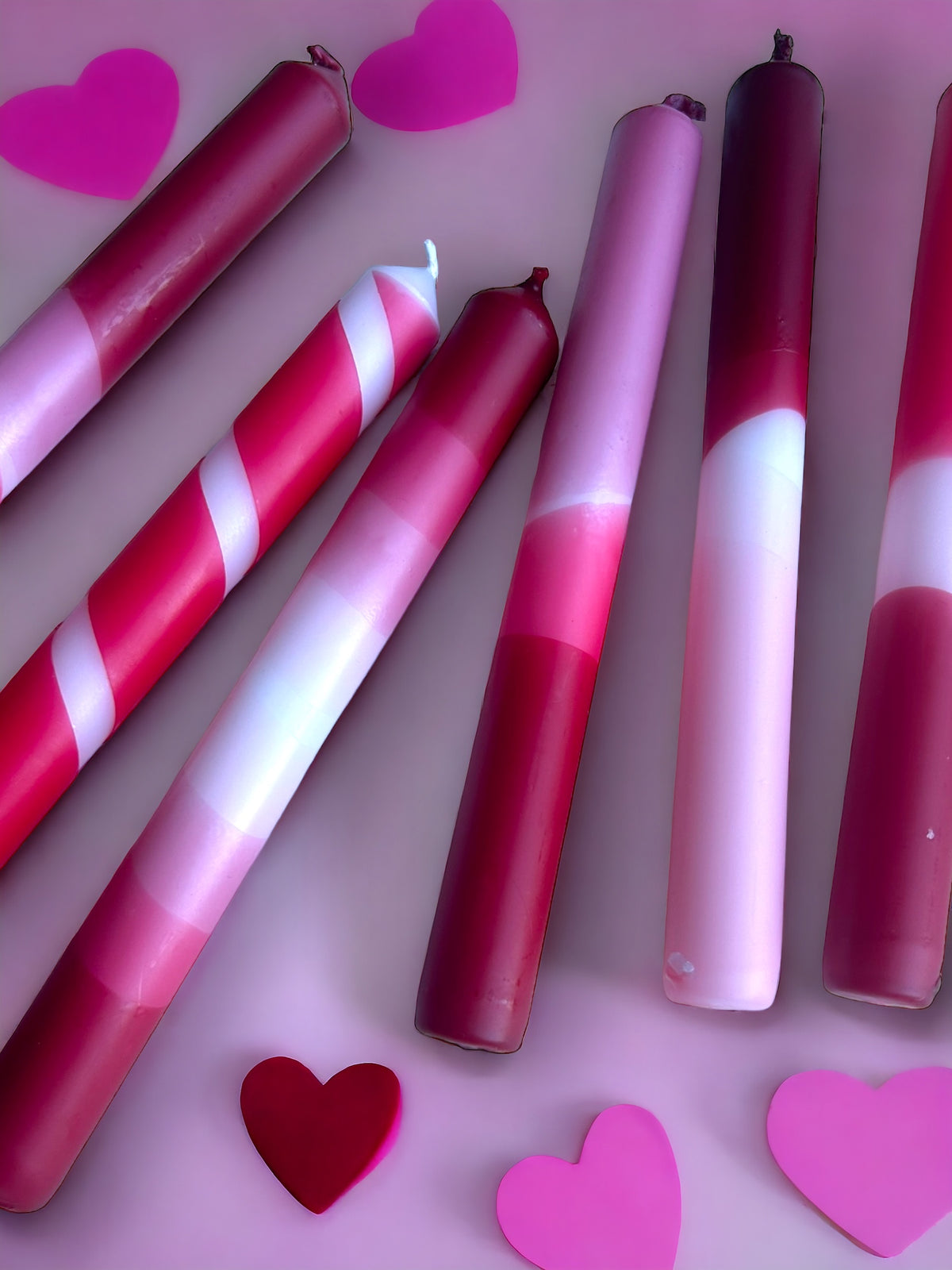 ROSE RED Dip Dye Dinner Candle set of 6