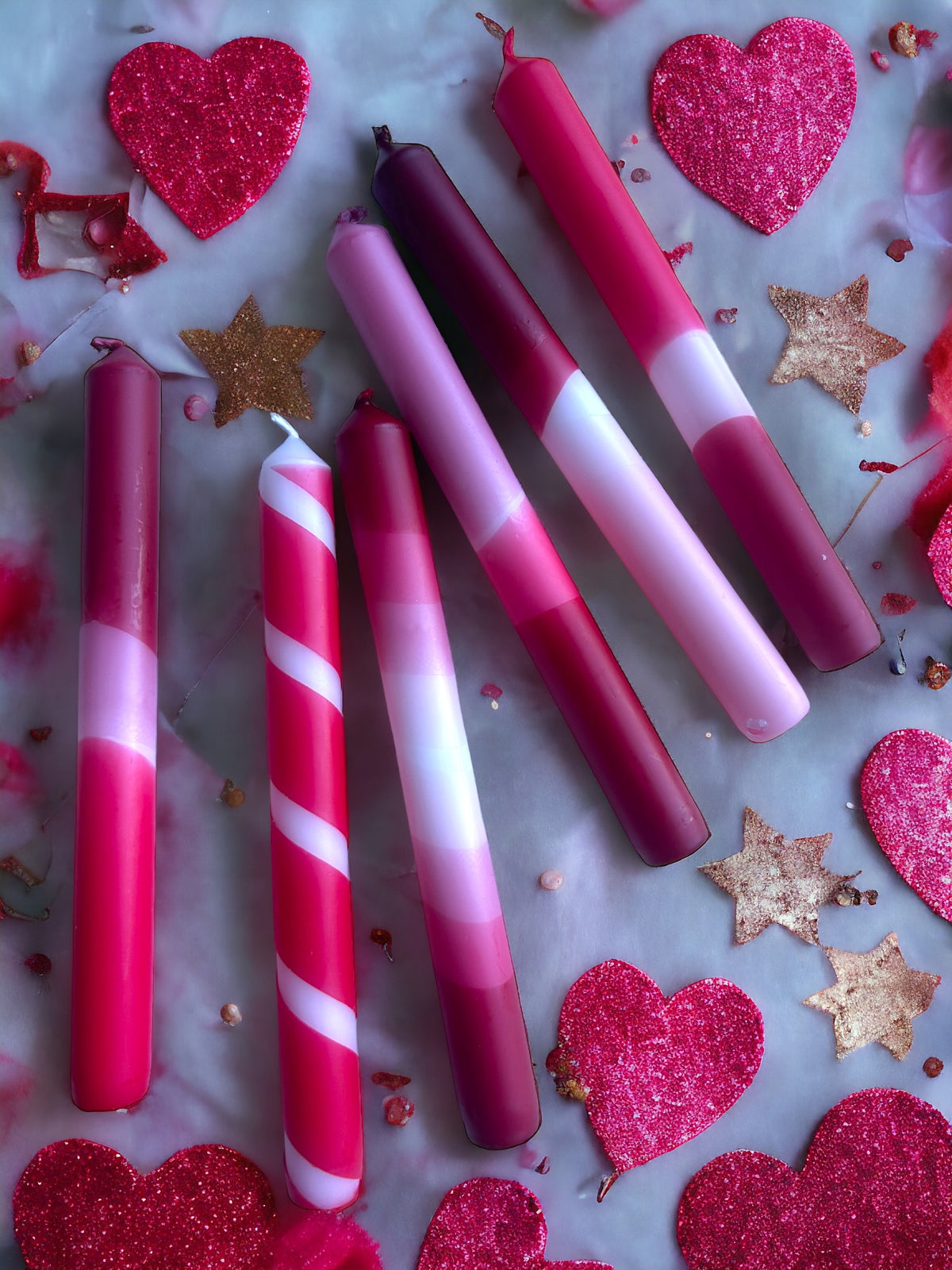 ROSE RED Dip Dye Dinner Candle set of 6