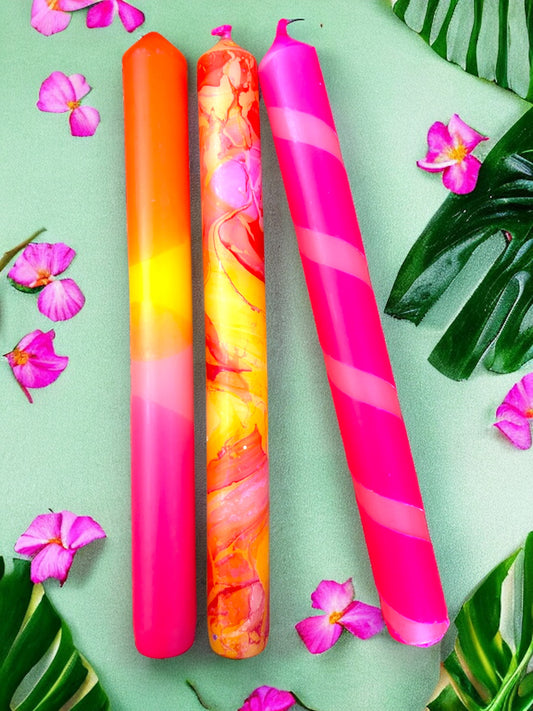 SUNSHINE SORBET Dip Dye Dinner Candles Trio