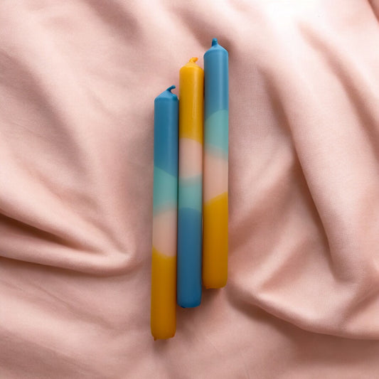 BEACHY - Dip Dye Dinner Candle Trio