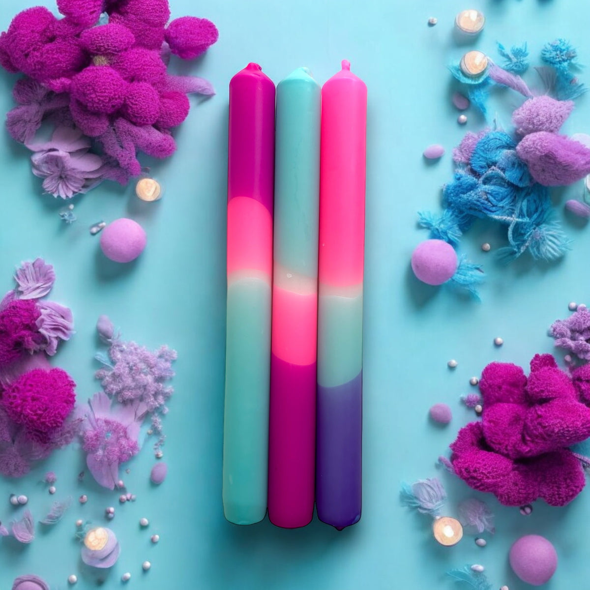 JEWEL TIDES - Dip Dye Dinner Candle Trio