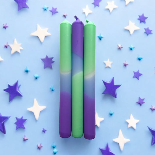 VIBRANT TWILIGHT - Dip Dye Dinner Candle Trio