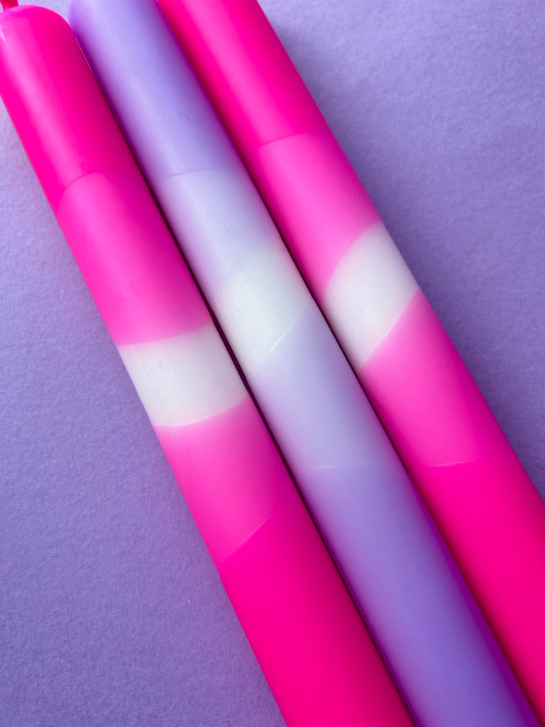 THINK PINK Dip Dye Dinner Candles Trio