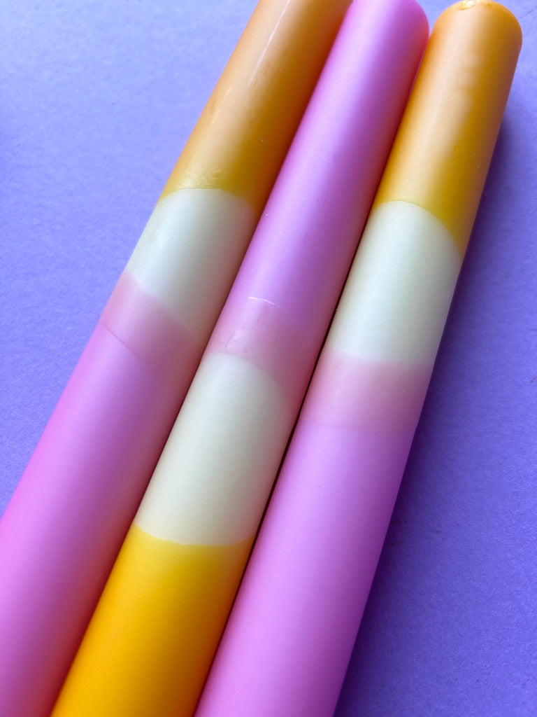 SPRING BONNET Dip Dye Dinner Candles Trio