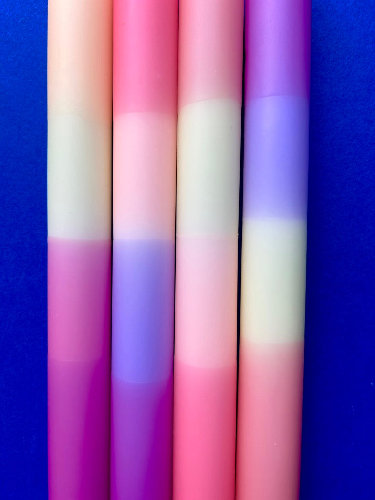 TENDER TULIPS Dip Dye Dinner Candles set of 4