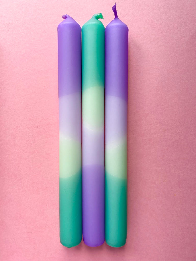 LAVENDER FIELDS Dip Dye Dinner Candle Trio