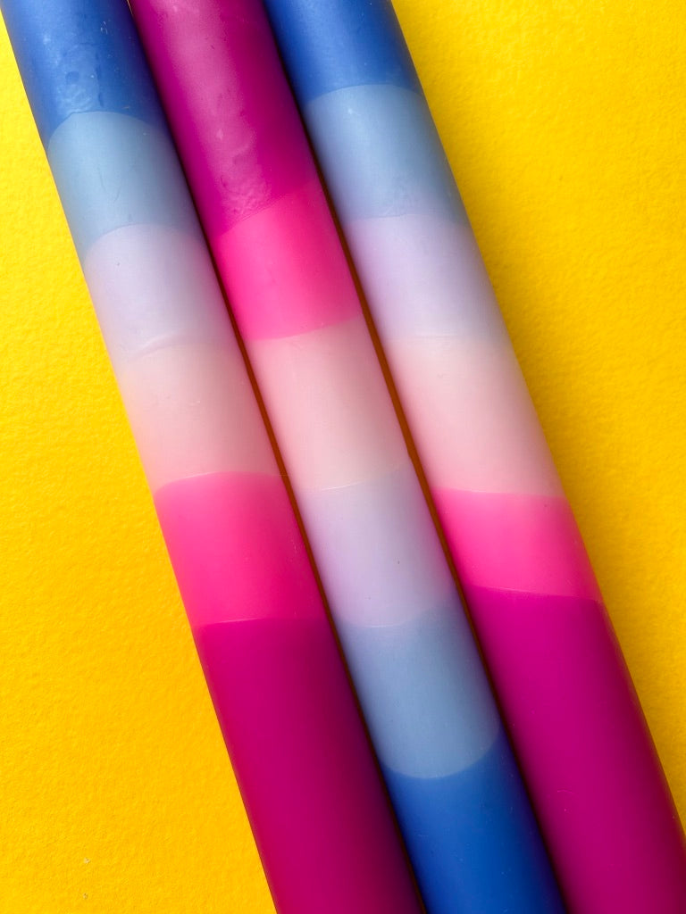 RAZZLE DAZZLE Dip Dye Dinner Candles Trio