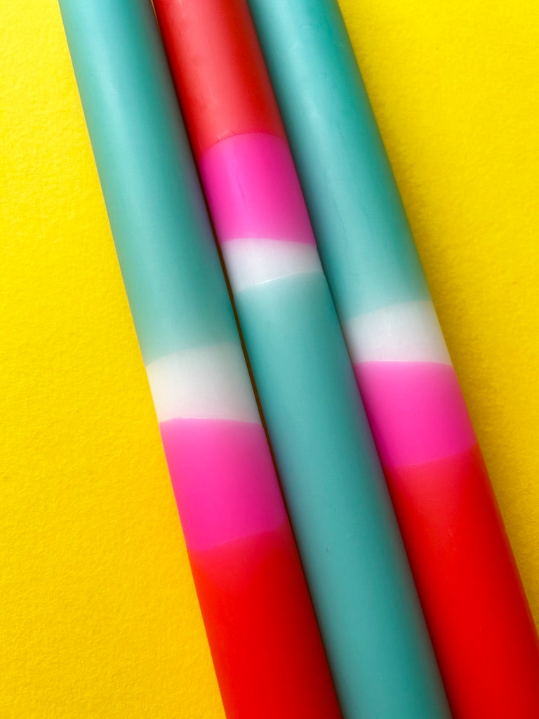 SUMMER JAM Dip Dye Dinner Candle Trio