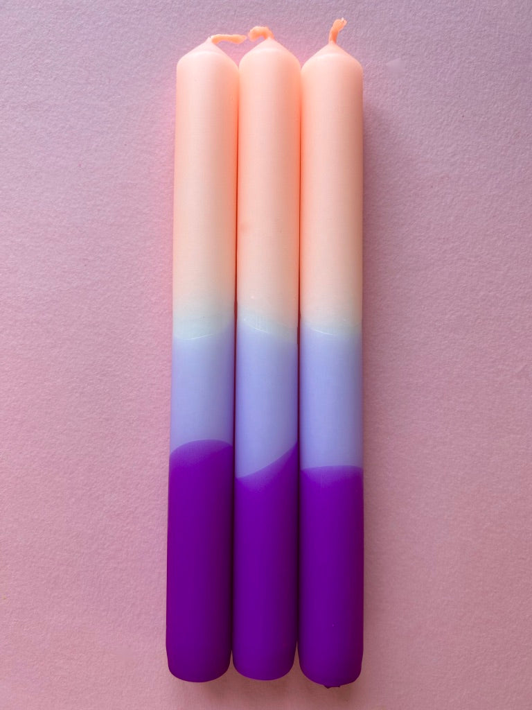 PEACHES AND PLUMS - Dip Dye Dinner Candle Trio