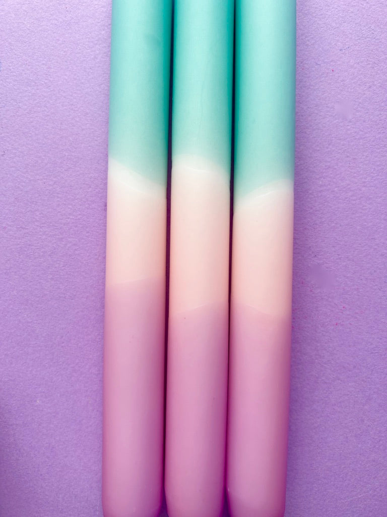 BLISSFUL BLOSSOMS Dip Dye Dinner Candles Trio