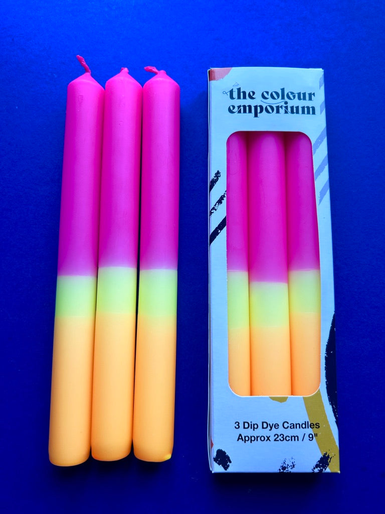 TEQUILA SUNSET - Dip Dye Dinner Candle Trio