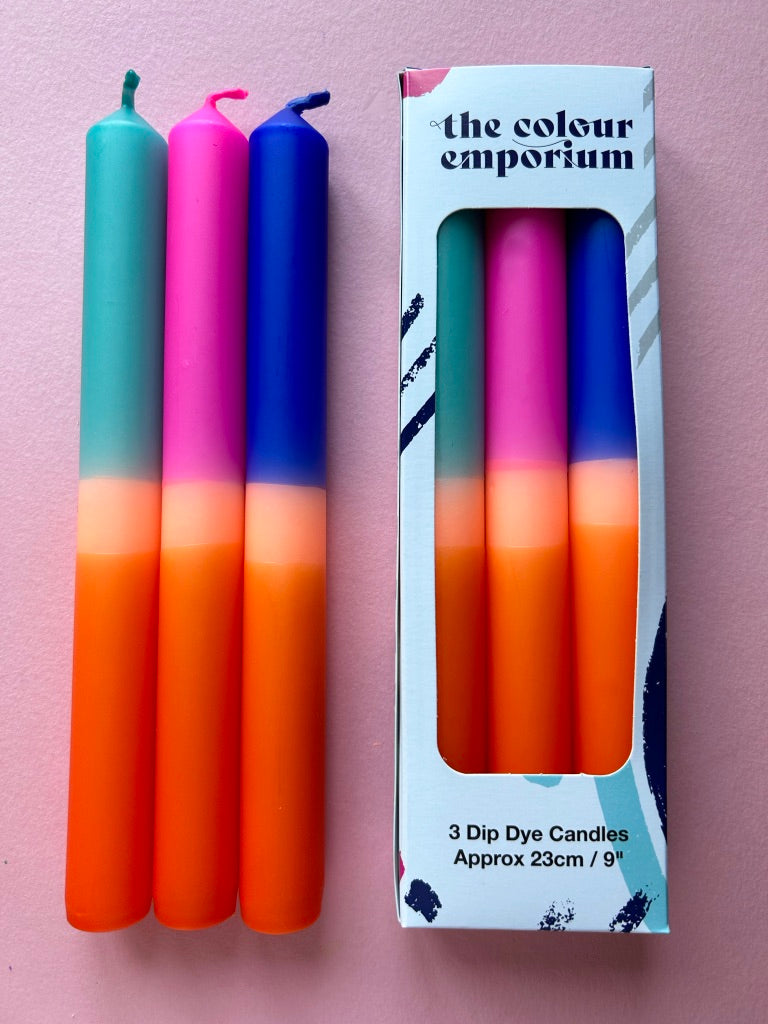 MIAMI BRIGHTS - Dip Dye Dinner Candle Trio