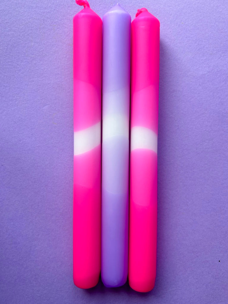 THINK PINK Dip Dye Dinner Candles Trio