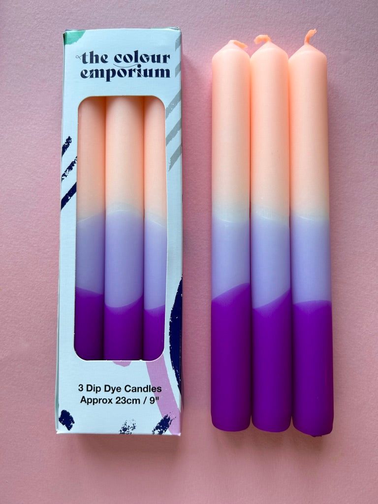 PEACHES AND PLUMS - Dip Dye Dinner Candle Trio