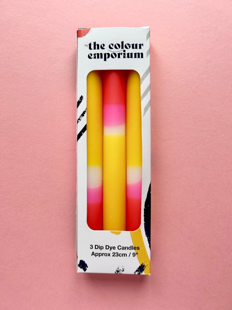 FRUIT SALAD Dip Dye Dinner Candle Trio