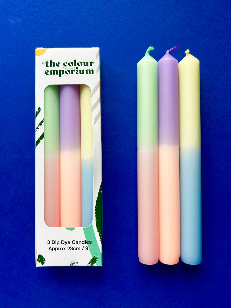 EASTER DELIGHT Dip Dye Dinner Candles Trio