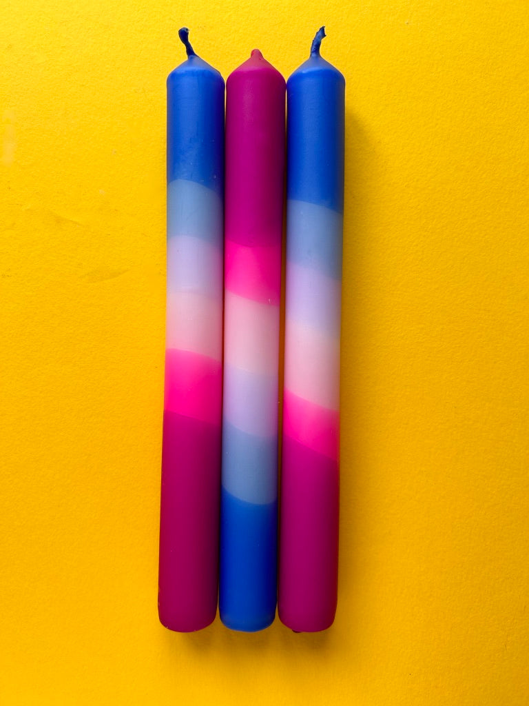 RAZZLE DAZZLE Dip Dye Dinner Candles Trio