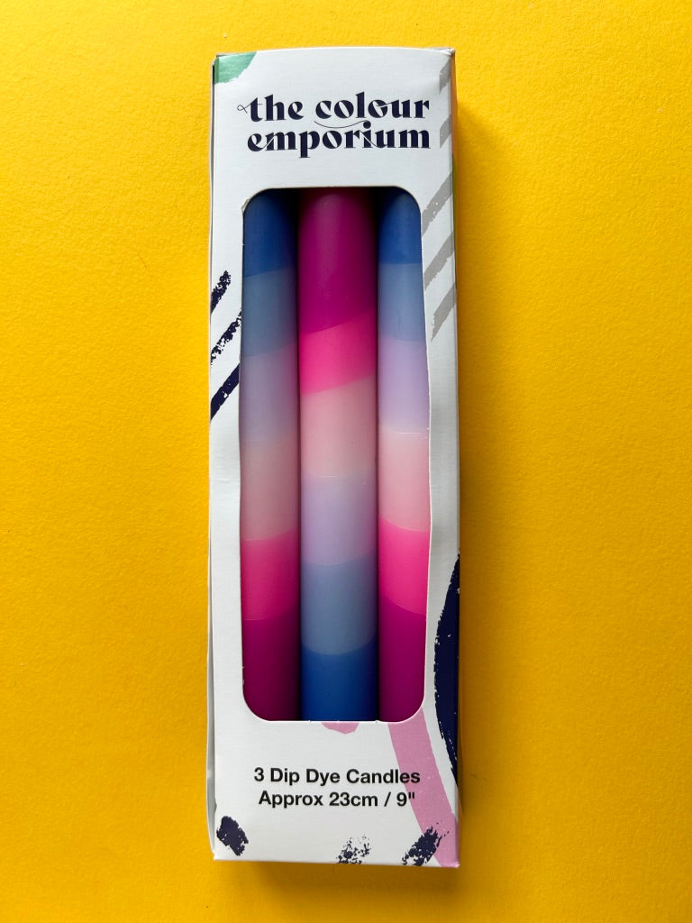 RAZZLE DAZZLE Dip Dye Dinner Candles Trio