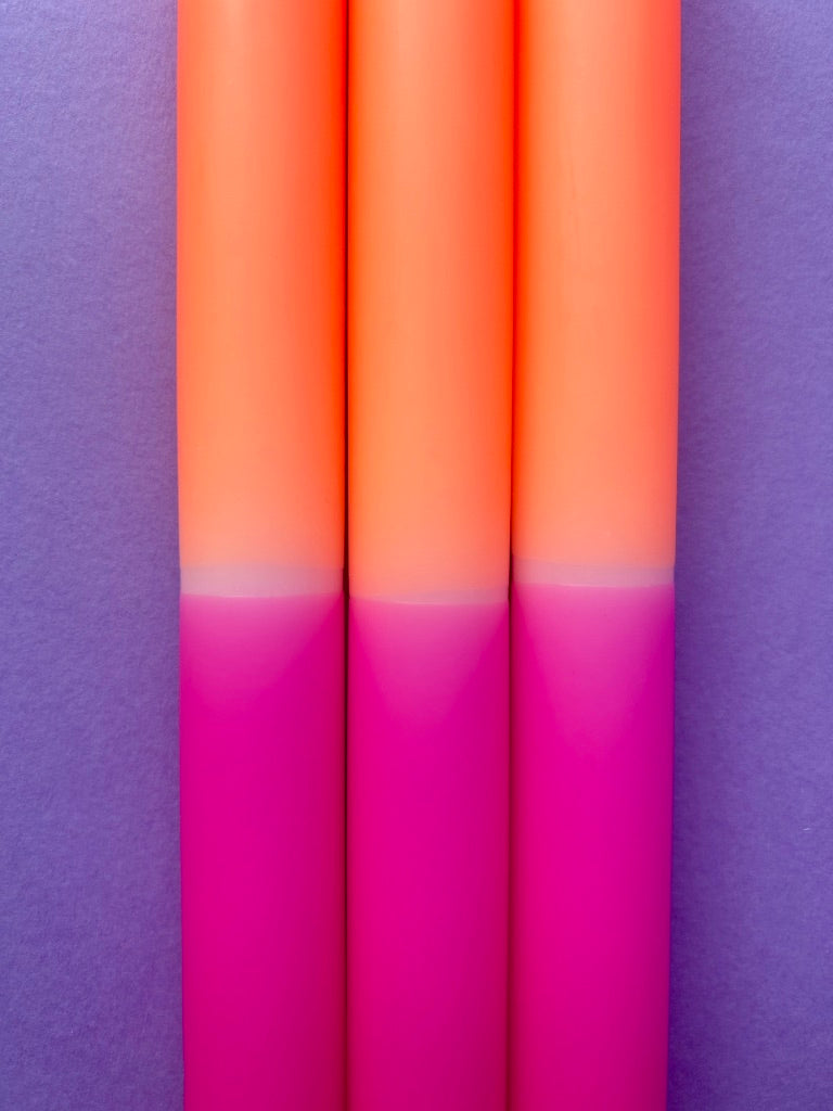 PEACH MELBA Dip Dye Dinner Candles Trio