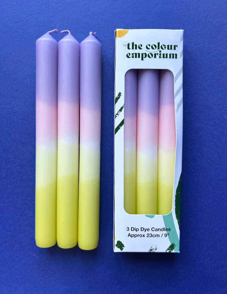 FRESH FLOWERS Dip Dye Dinner Candles Trio