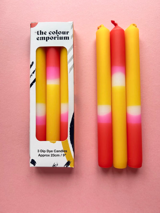 FRUIT SALAD Dip Dye Dinner Candle Trio