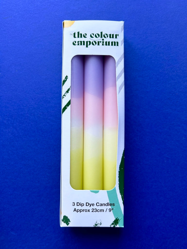 FRESH FLOWERS Dip Dye Dinner Candles Trio