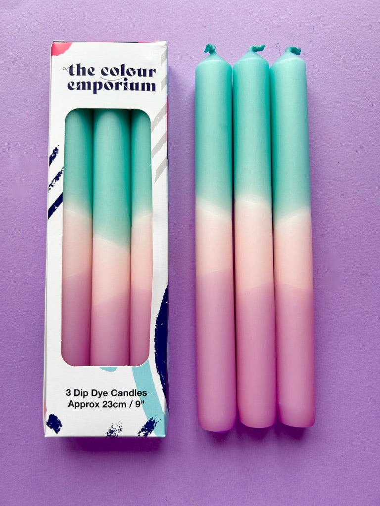 BLISSFUL BLOSSOMS Dip Dye Dinner Candles Trio