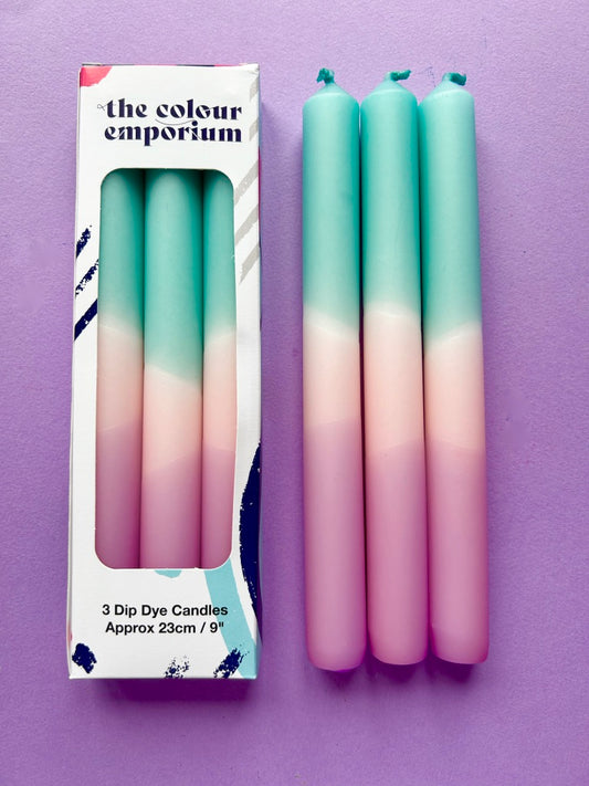 BLISSFUL BLOSSOMS Dip Dye Dinner Candles Trio