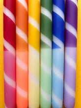 Load image into Gallery viewer, RAINBOW STRIPES Dip Dye Dinner Candles set of 6
