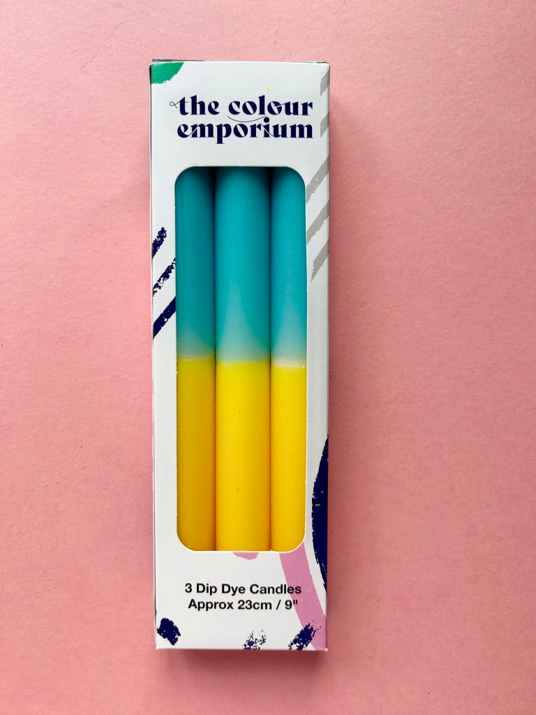 SWEDISH SUMMER Dip Dye Dinner Candles Trio