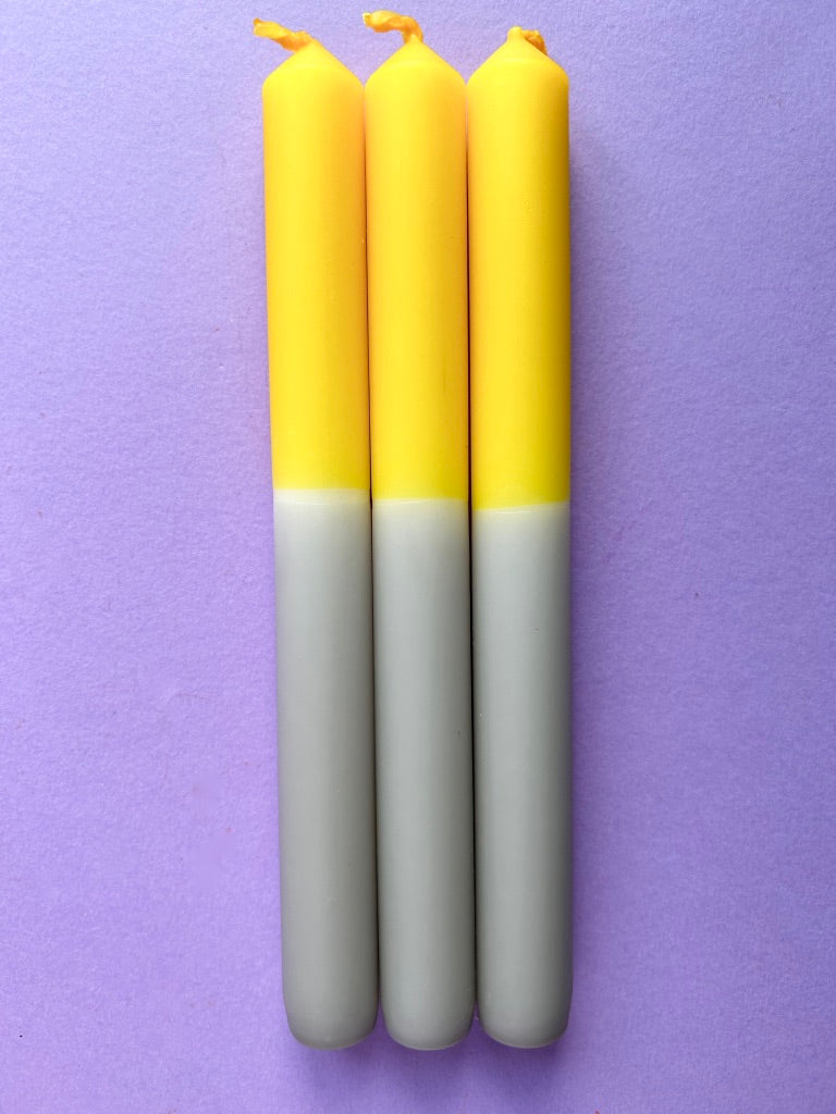 CANARY CLOUDS Dip Dye Dinner Candle Trio