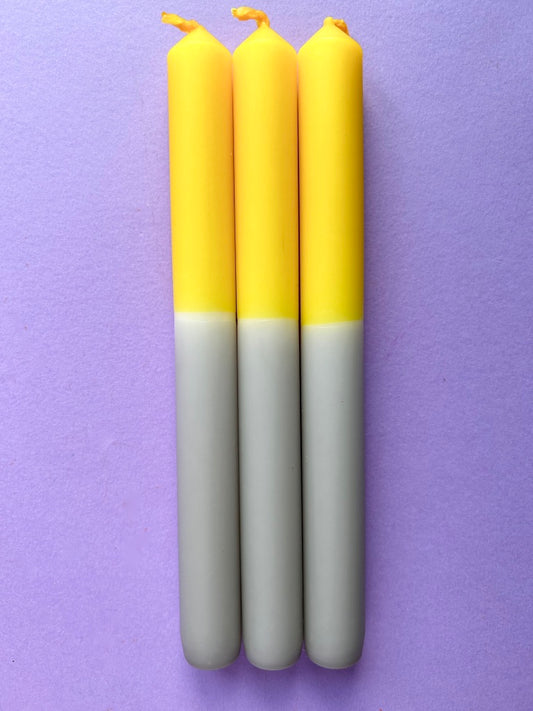 CANARY CLOUDS Dip Dye Dinner Candle Trio