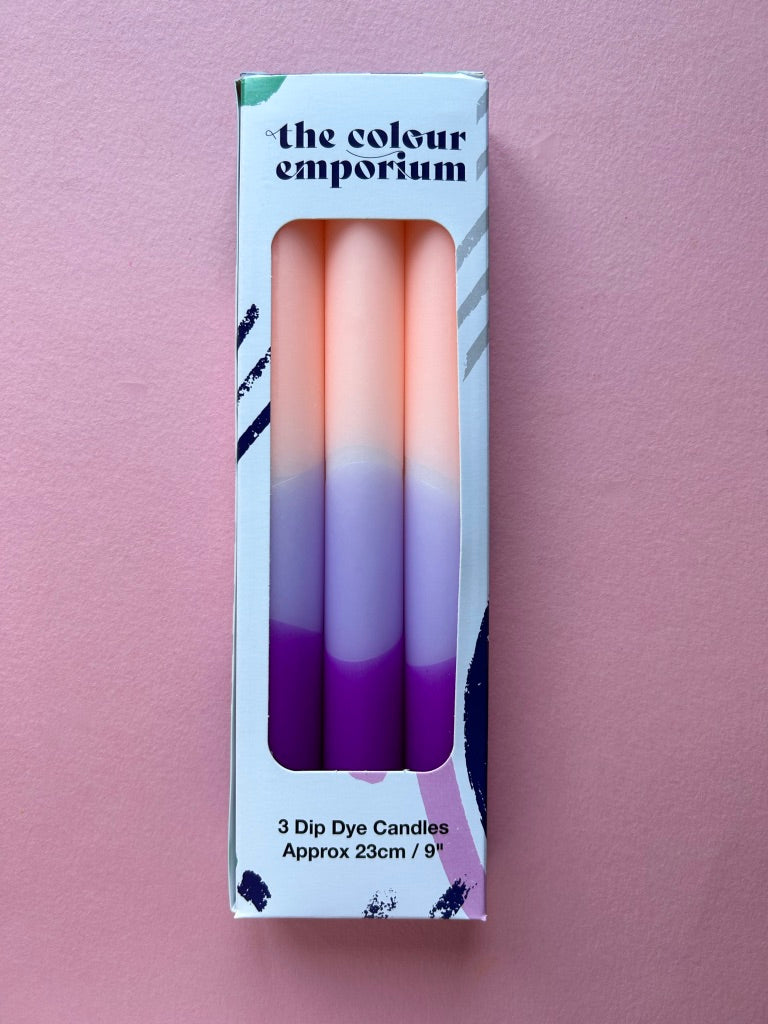 PEACHES AND PLUMS - Dip Dye Dinner Candle Trio