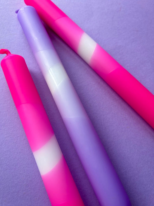 THINK PINK Dip Dye Dinner Candles Trio