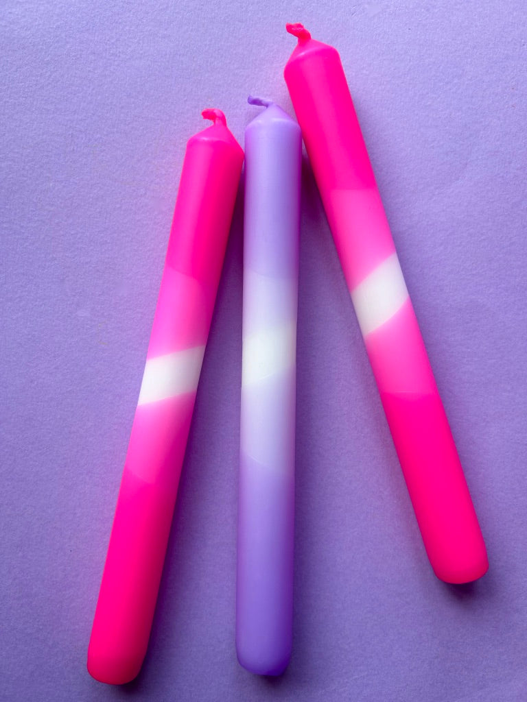 THINK PINK Dip Dye Dinner Candles Trio